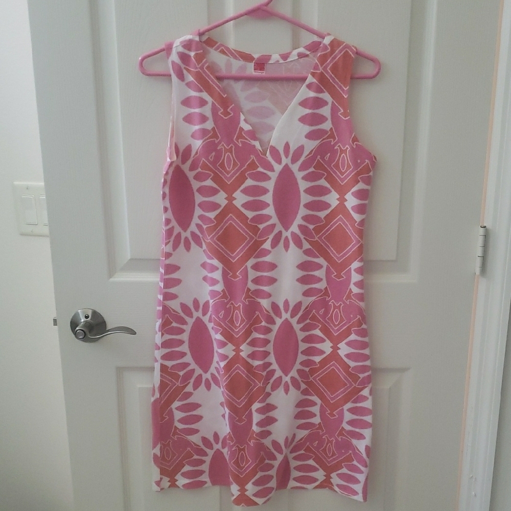 Pink and Orange Geometric Pattern Dress